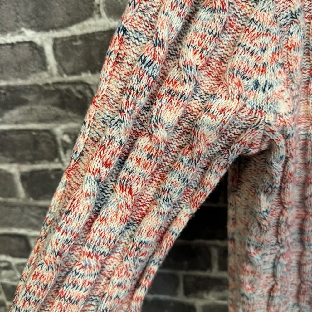 J. Crew cable knit pullover sweater red white blue